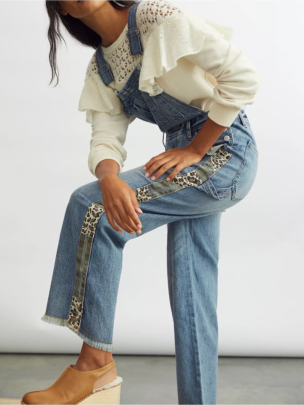 Pilcro The Lex Denim Overalls Relaxed Fit Distressed Medium Wash Size 28 NWT